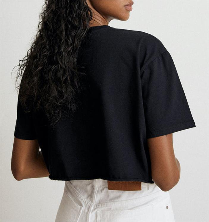 Oversized Boxy Cropped Workout Tee - black - 3