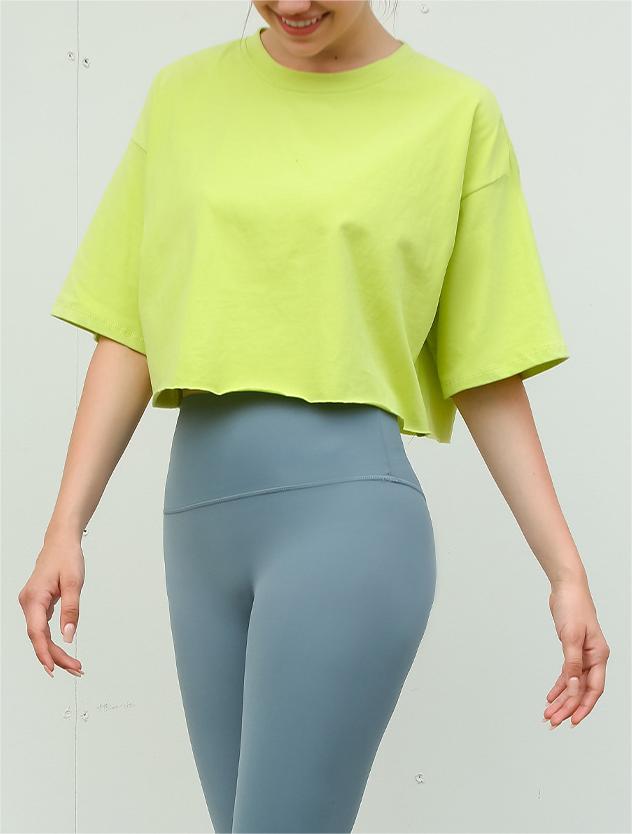 Oversized Boxy Cropped Workout Tee - green
