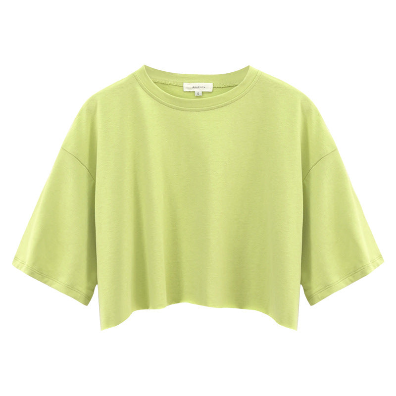 Oversized Boxy Cropped Workout Tee - green - 1