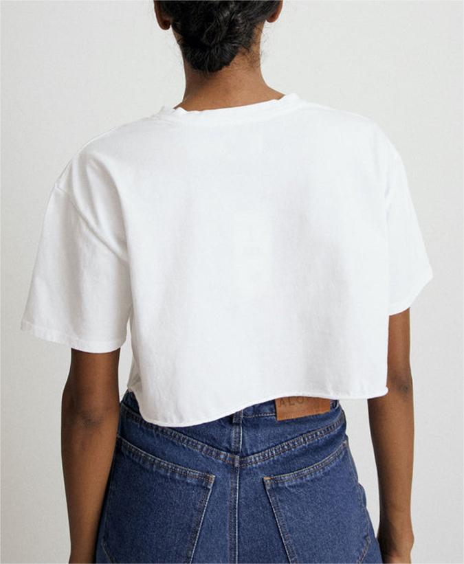 Oversized Boxy Cropped Workout Tee - white - 3