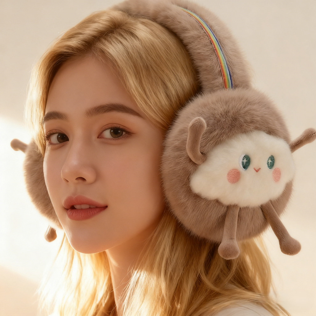 Rainbow Band Cloud Plush Earmuffs - view 1
