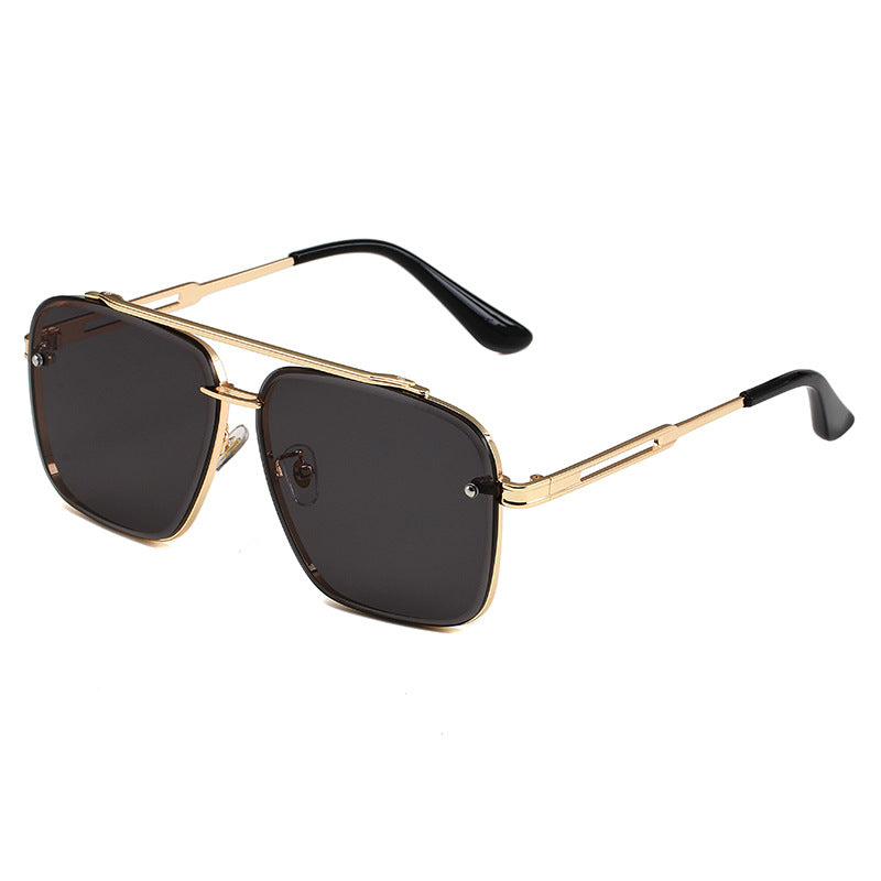 Retro Double Beam Oversized Sunglasses - Grey