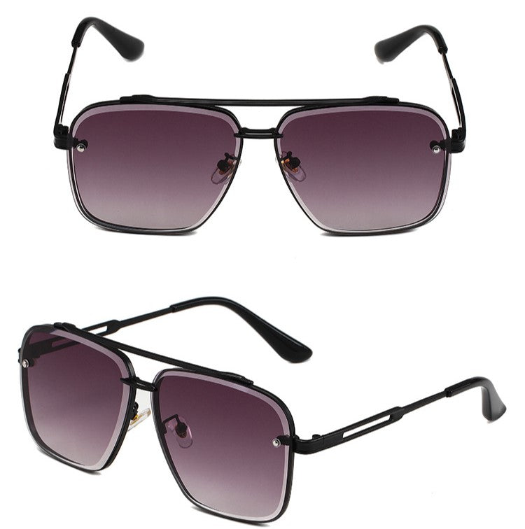 Retro Double Beam Oversized Sunglasses - Purple