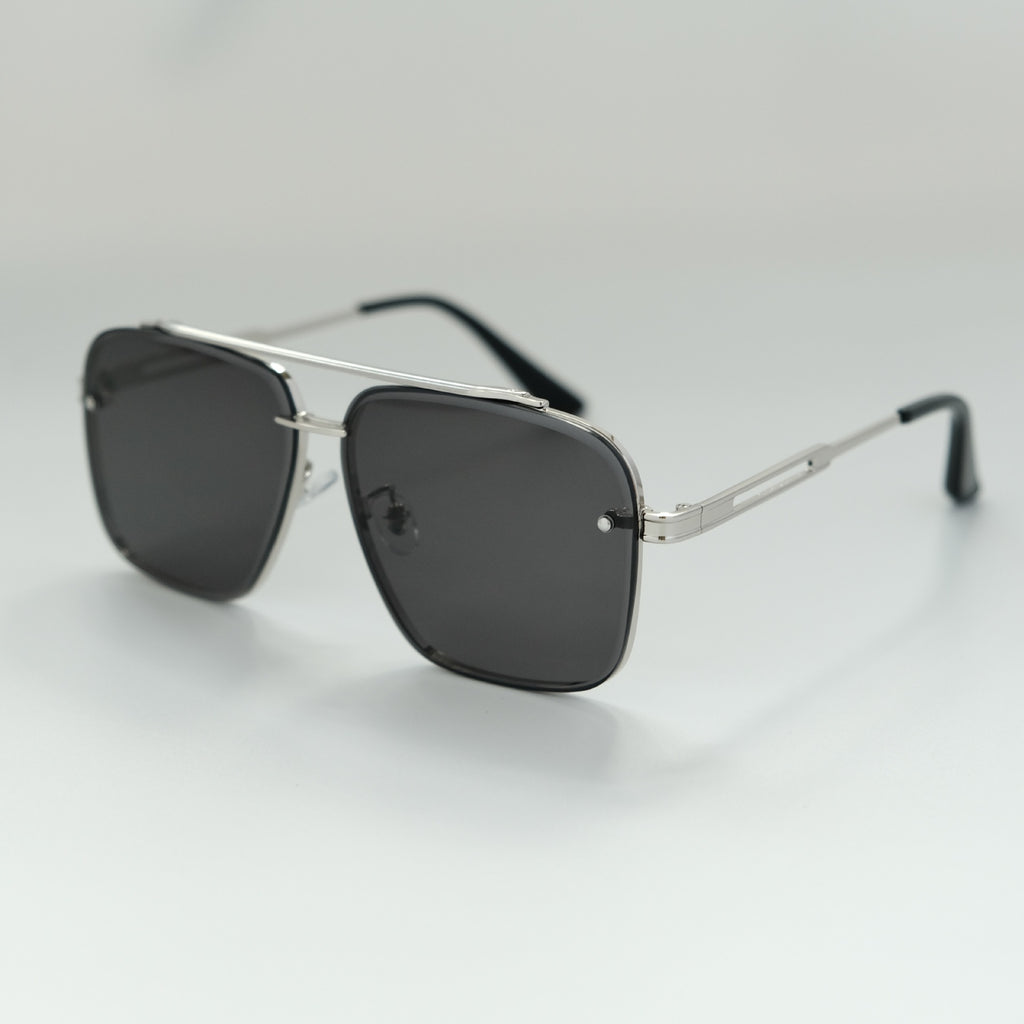 Retro Double Beam Oversized Sunglasses - Silvery