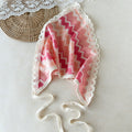 Boho Zigzag Lace Edge Tie Bandana - Pink