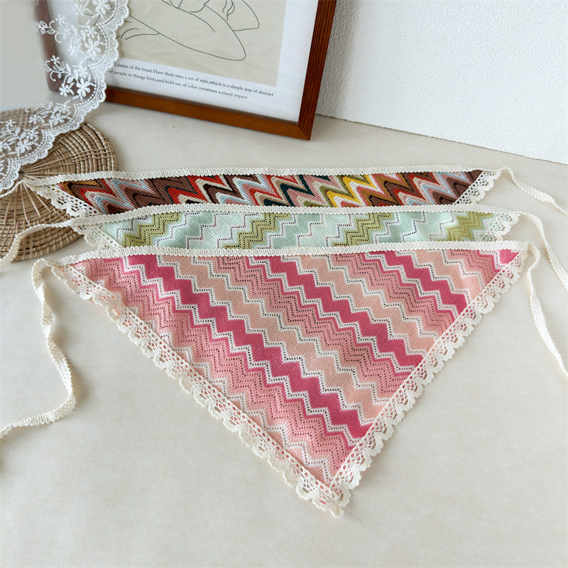 Boho Zigzag Lace Edge Tie Bandana