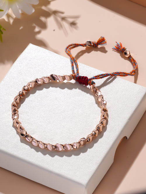 Adjustable Woven Cord Bracelet With Beads