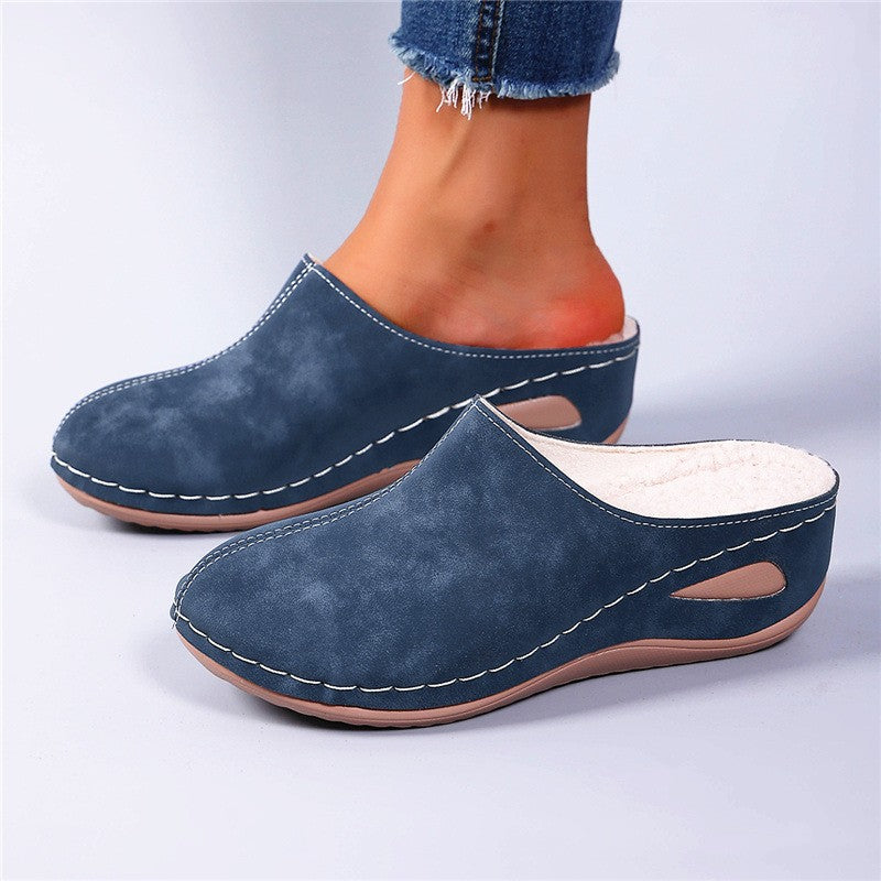 Fleece Lined Faux Suede Wedge Clogs