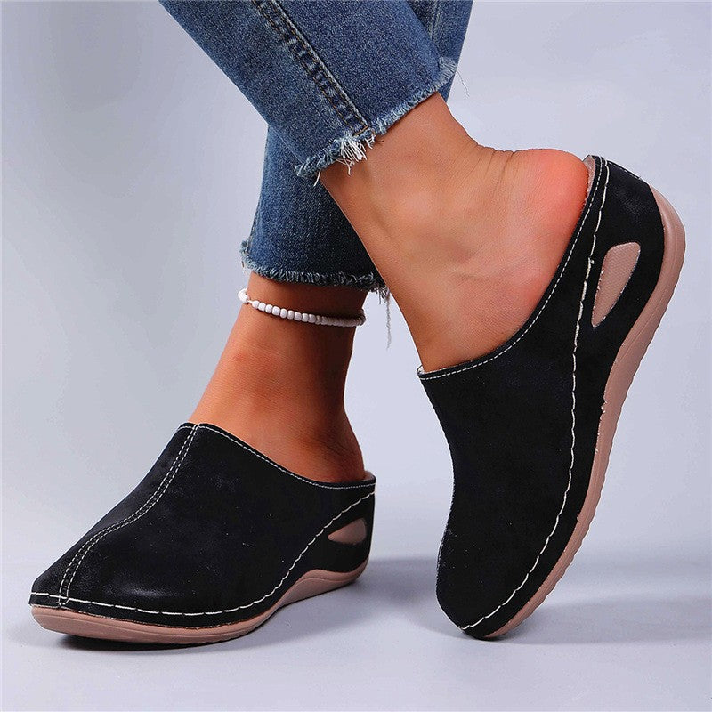 Fleece Lined Faux Suede Wedge Clogs