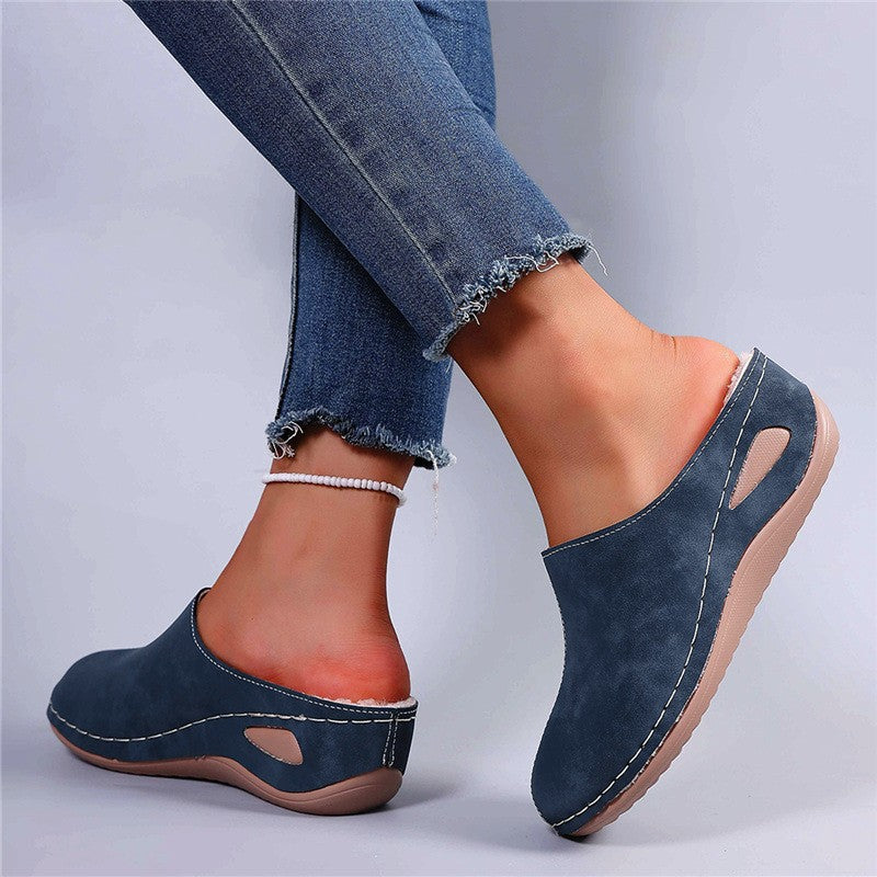 Fleece Lined Faux Suede Wedge Clogs