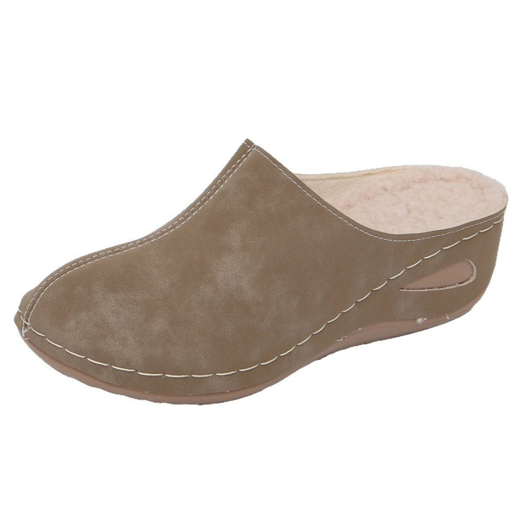 Fleece Lined Faux Suede Wedge Clogs