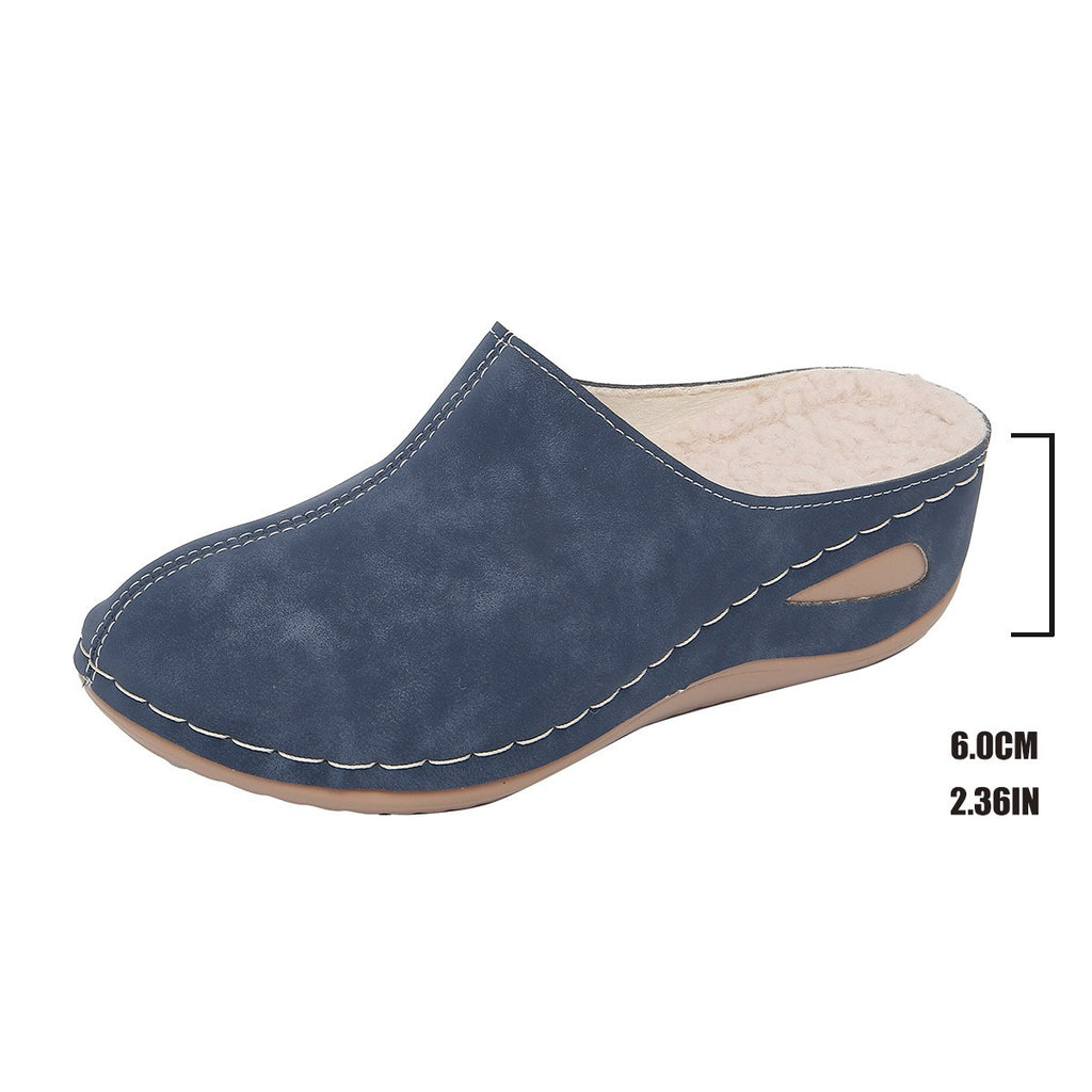 Fleece Lined Faux Suede Wedge Clogs