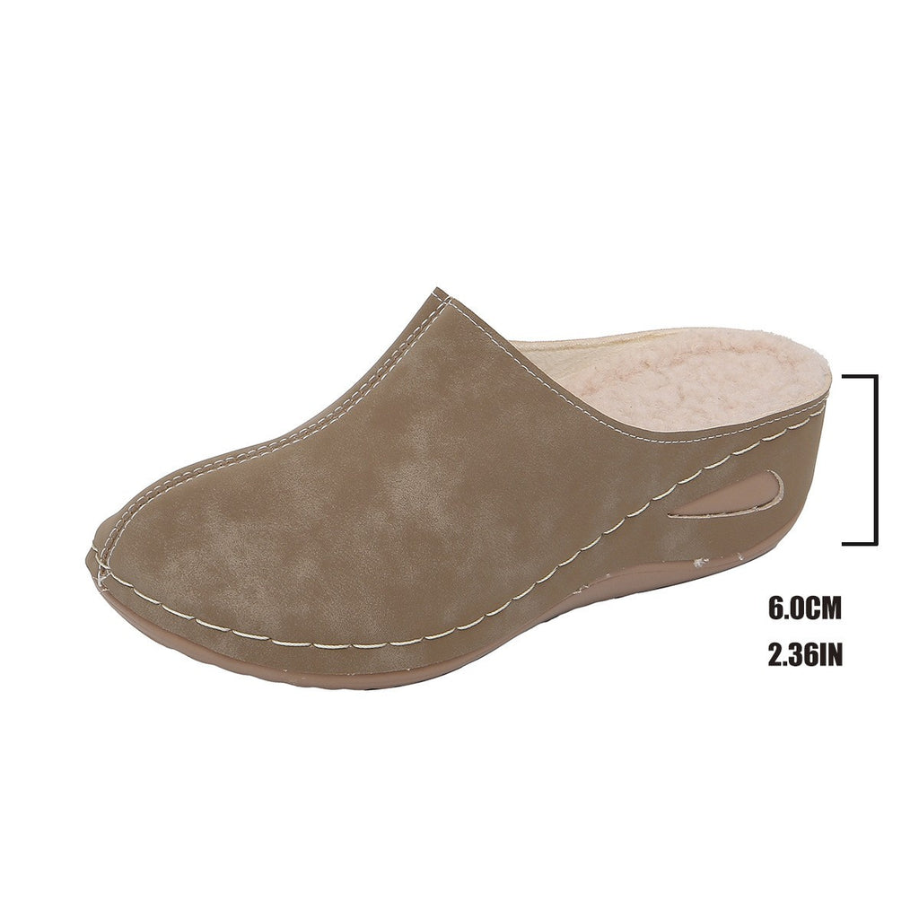 Fleece Lined Faux Suede Wedge Clogs