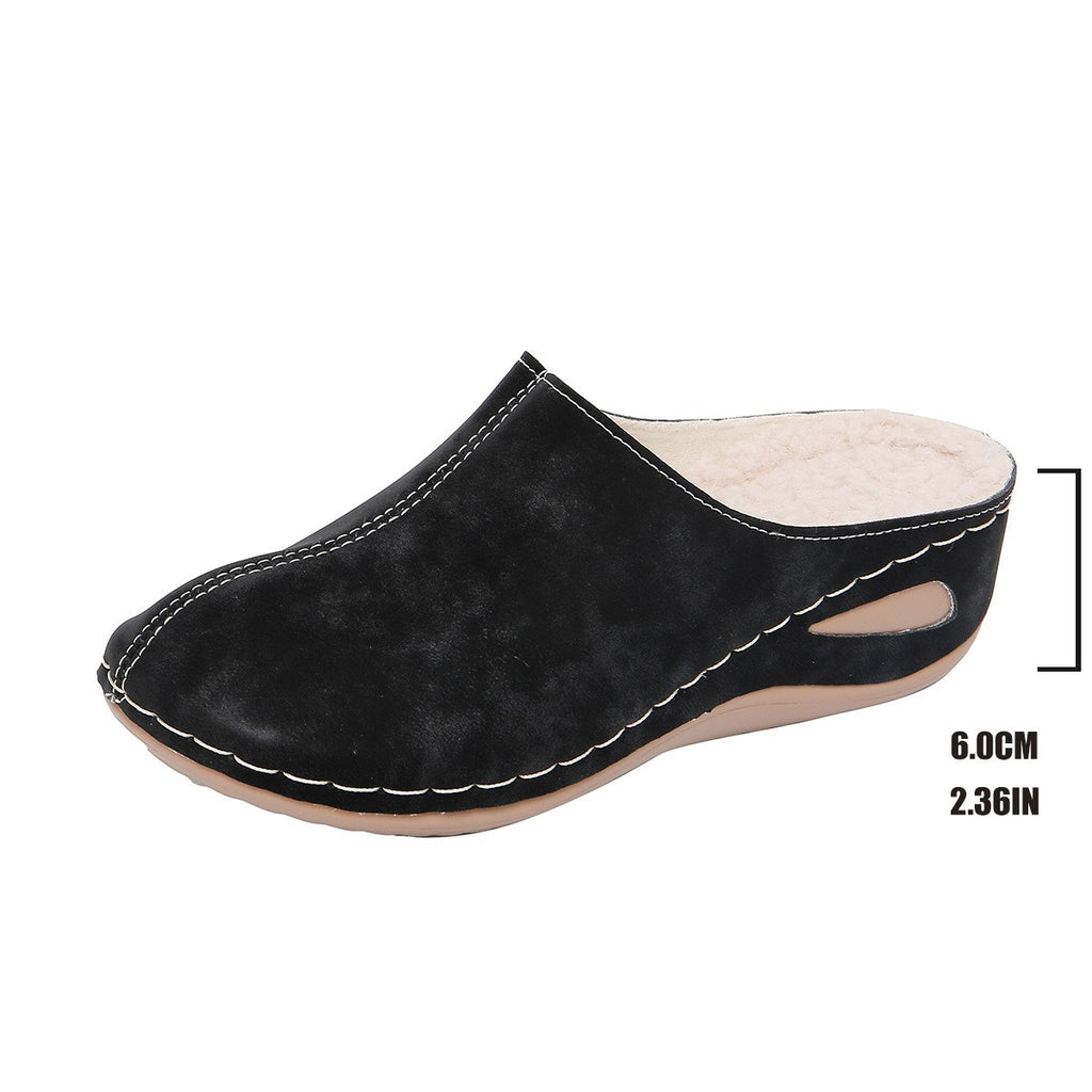 Fleece Lined Faux Suede Wedge Clogs