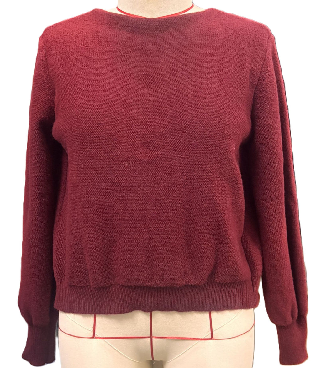 Open Back Double Bow Knit Sweater - Winered - 2