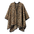 Leopard Print Open Front Cape Shawl - Leopard