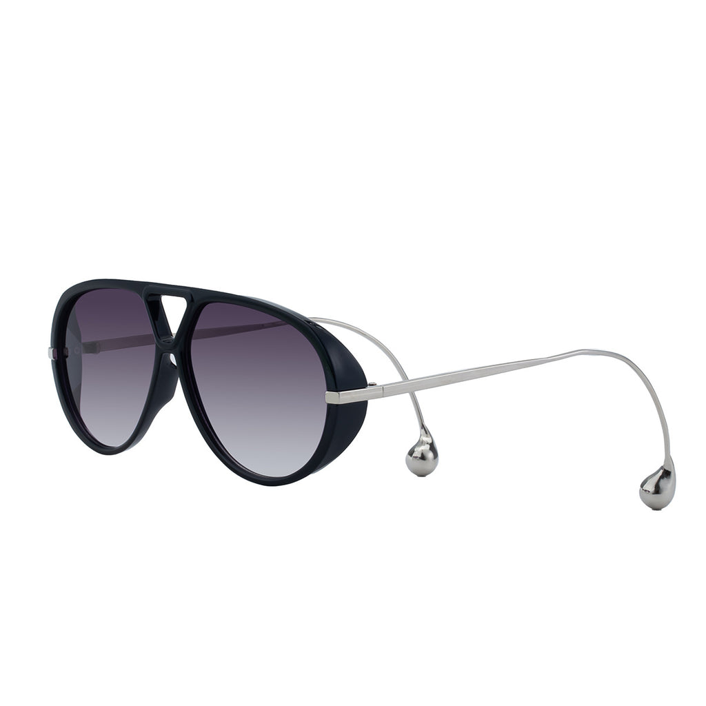 Retro Double Bridge Aviator Sunglasses - Grey