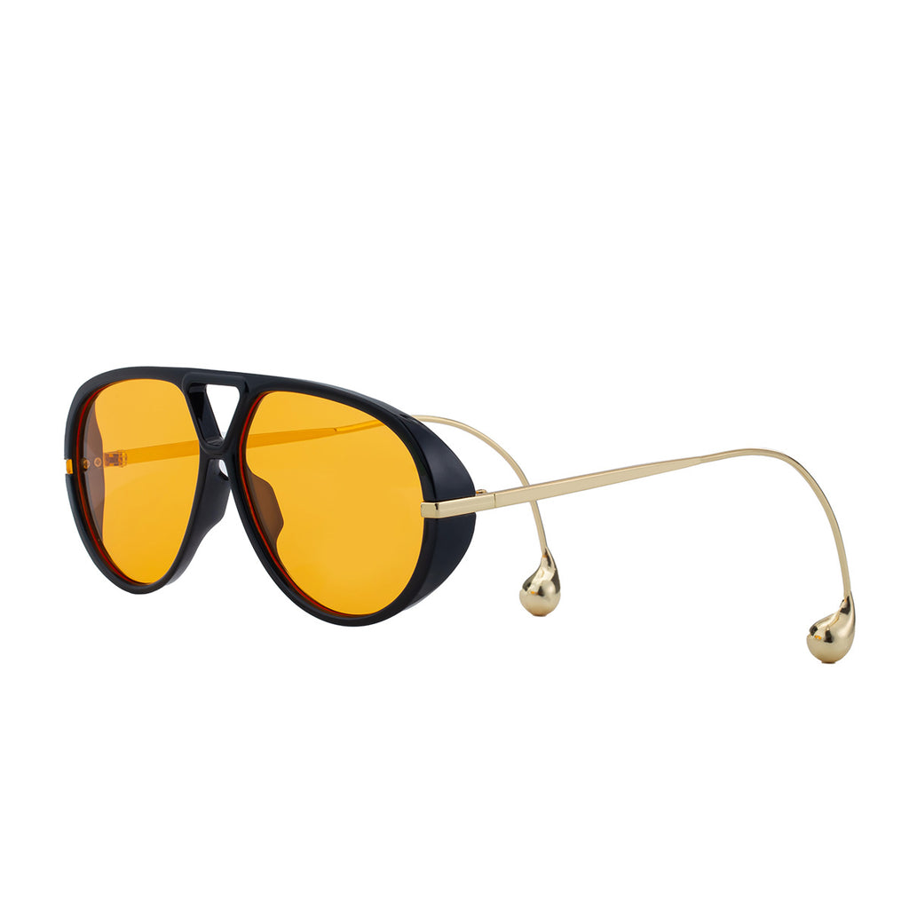 Retro Double Bridge Aviator Sunglasses - Orange