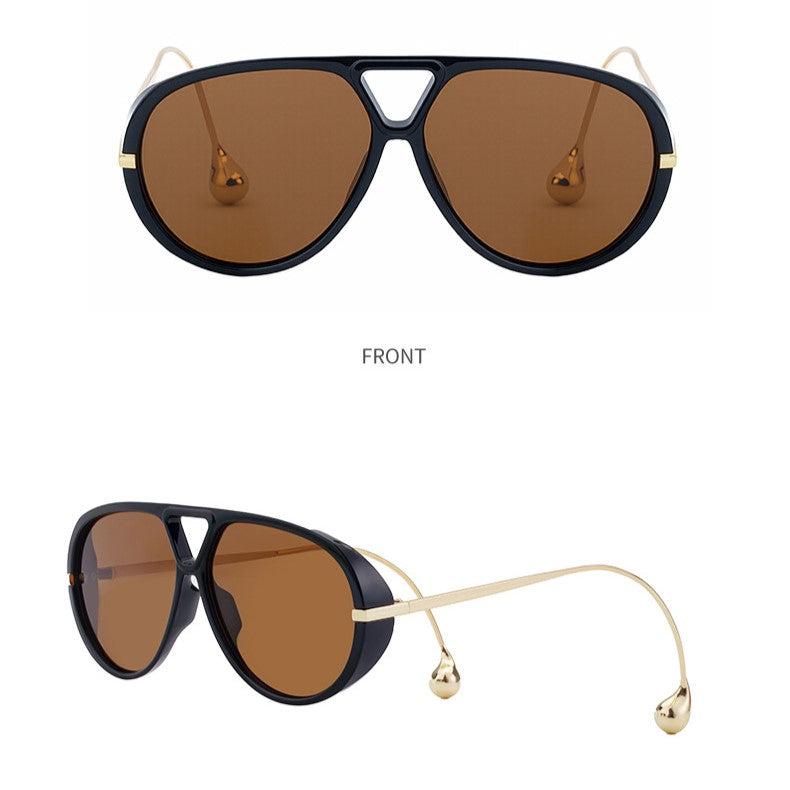 Retro Double Bridge Aviator Sunglasses - Tea