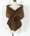 Faux Fur Crossover Stole Wrap - Coffee