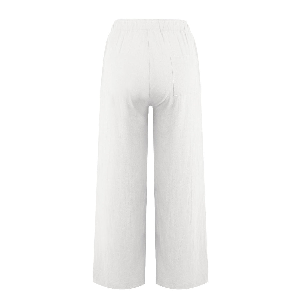 Drawstring Waist Wide Leg Cotton Pants - view 2
