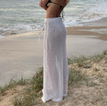 Crochet Knit Drawstring Maxi Beach Skirt - White