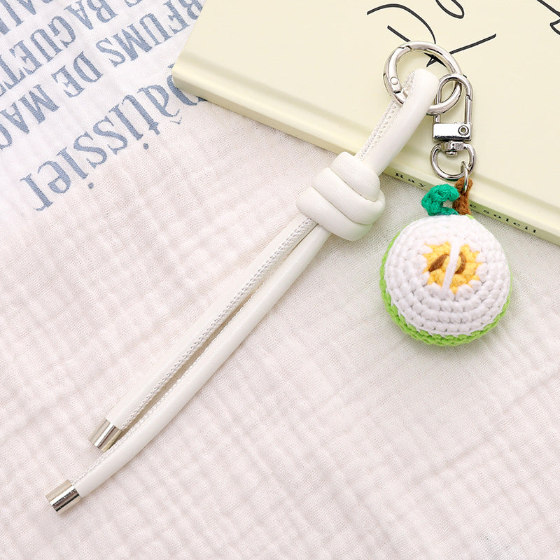 Hand Knit Fruit Charm Tassel Keychain - C1