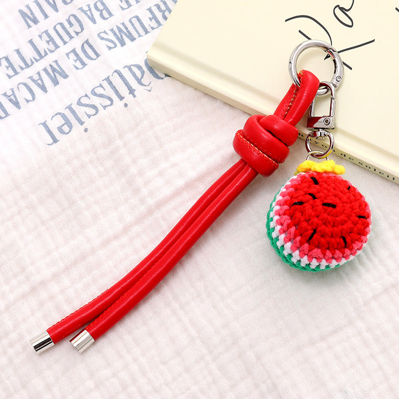 Hand Knit Fruit Charm Tassel Keychain - C2