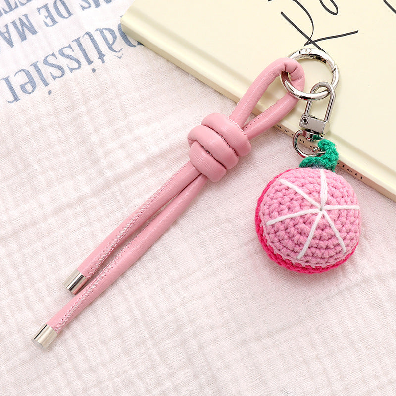 Hand Knit Fruit Charm Tassel Keychain - C4