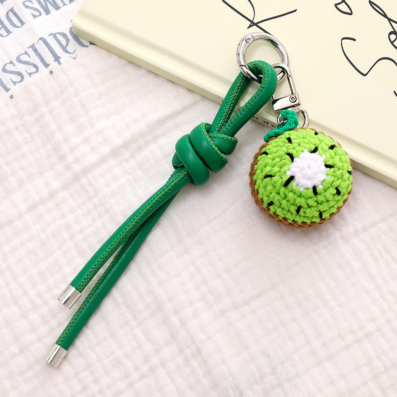Hand Knit Fruit Charm Tassel Keychain - C5