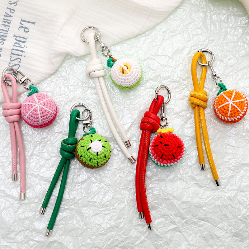 Hand Knit Fruit Charm Tassel Keychain