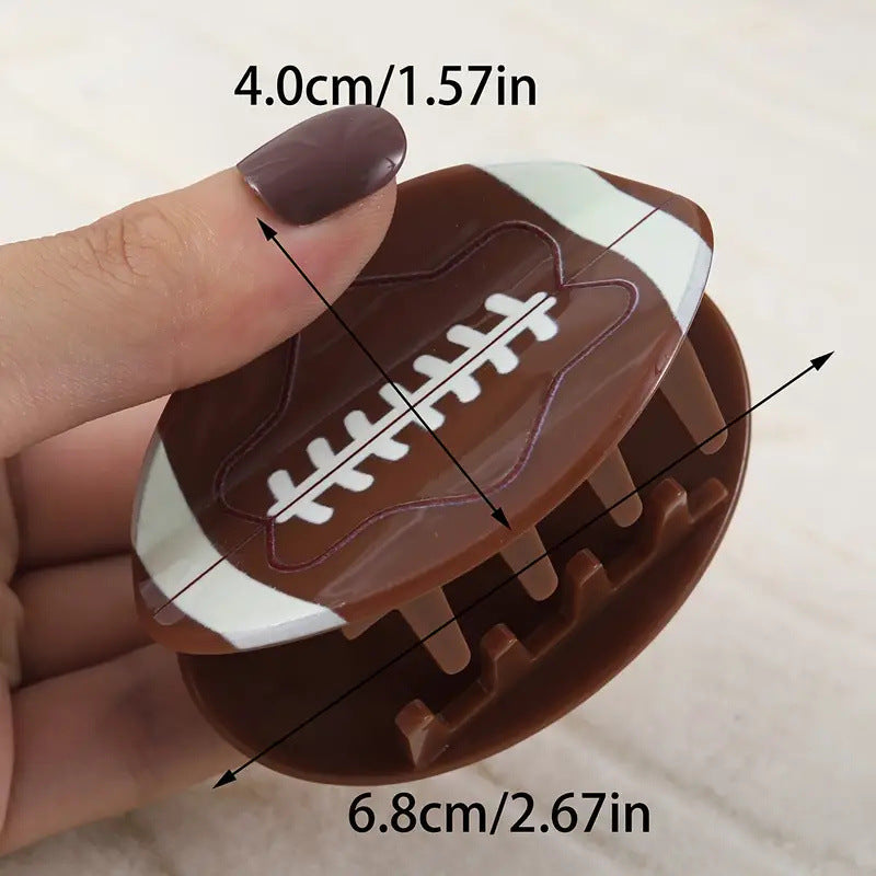 Football Shaped Hair Claw Clip - Brown