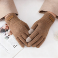 Ribbed Knit Touchscreen Winter Gloves - Brown