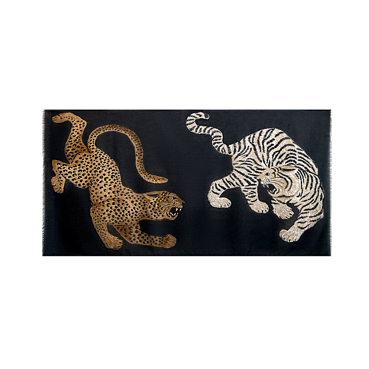 Oversized Animal Print Fringed Blanket Scarf - view 1
