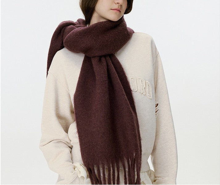 Fluffy Brushed Knit Fringe Scarf