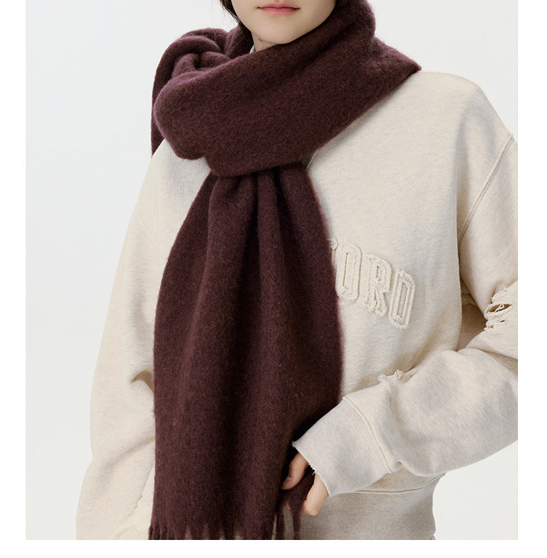 Fluffy Brushed Knit Fringe Scarf - view 1