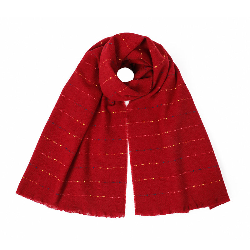 Confetti Dot Brushed Long Scarf - Red - 1