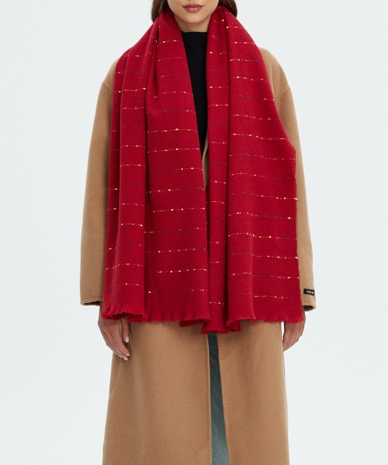 Confetti Dot Brushed Long Scarf - Red - 2