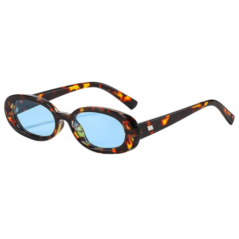 Narrow Oval Sunglasses With Slim Temples - Decor_B