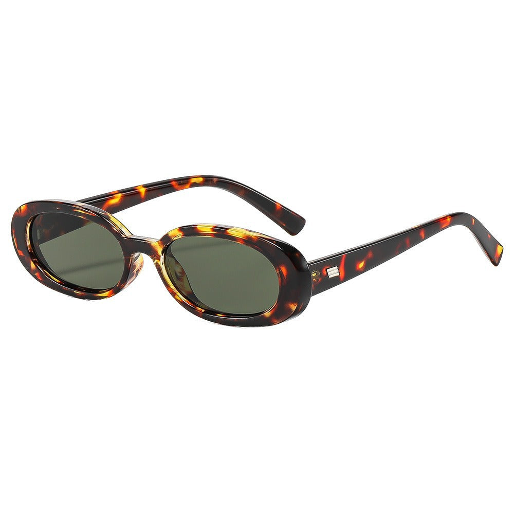 Narrow Oval Sunglasses With Slim Temples - Decor_G