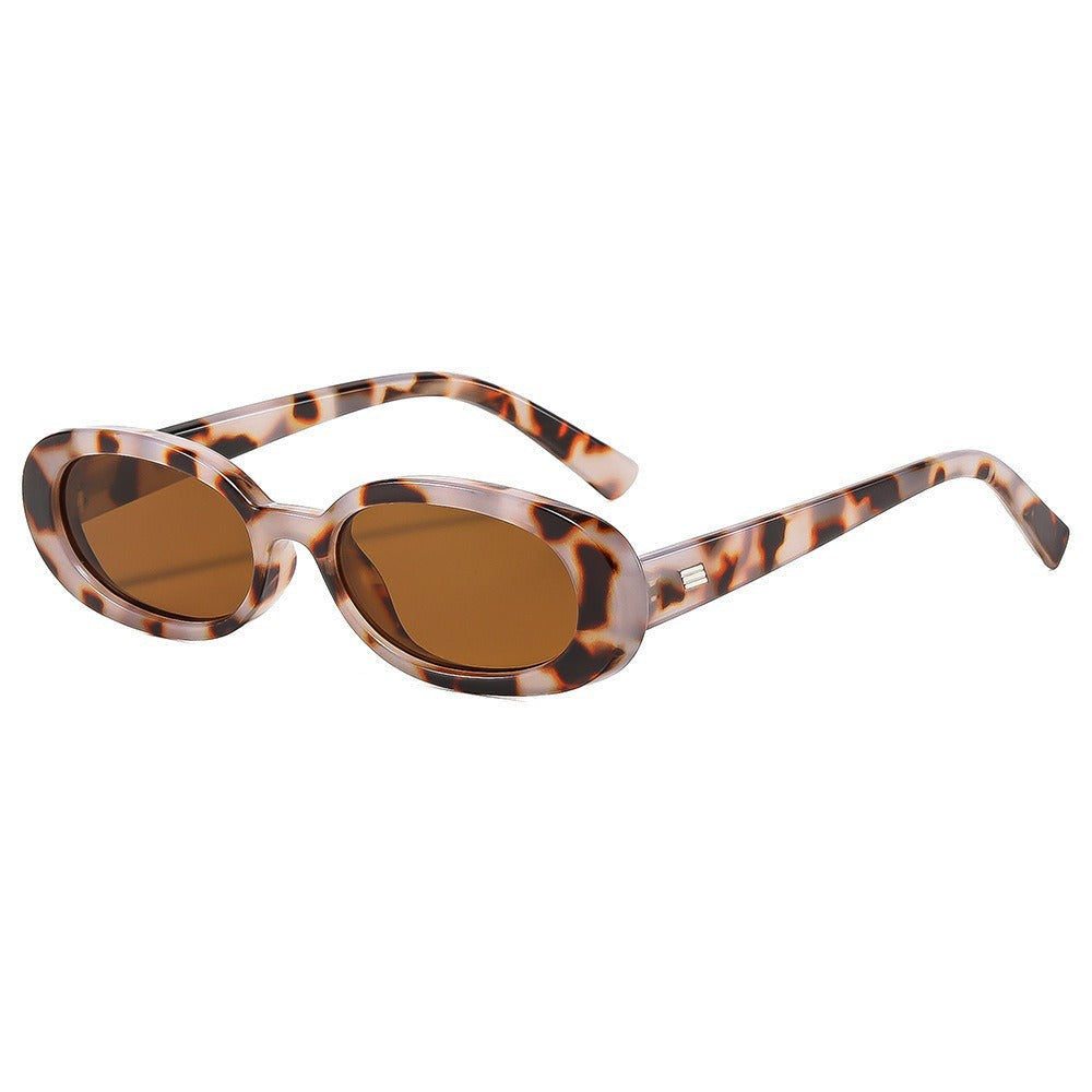 Narrow Oval Sunglasses With Slim Temples - Decor_T