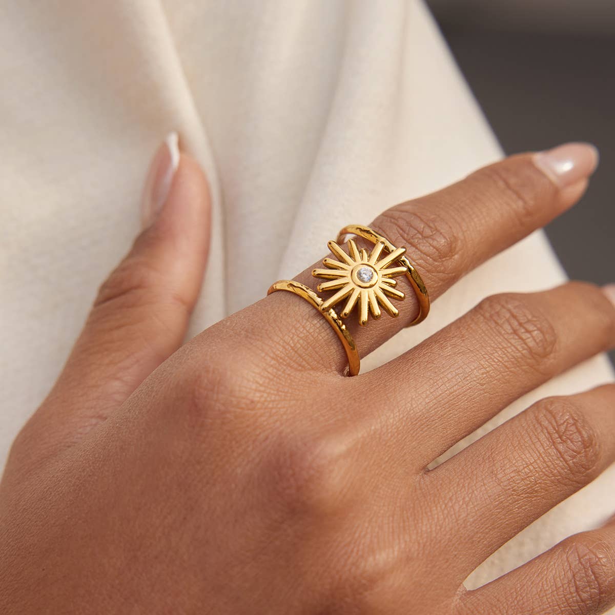 Starburst Double Band Adjustable Ring