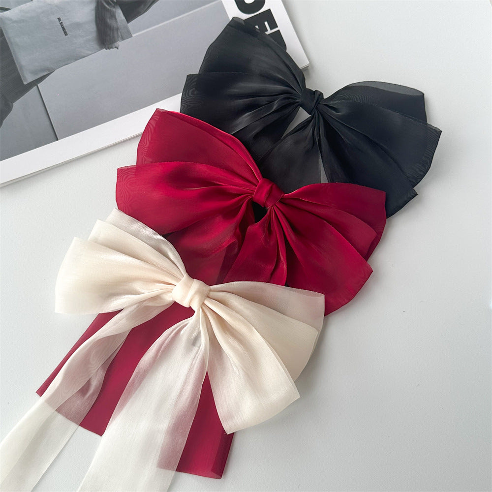 Sheer Organza Layered Bow Hair Clip - 3pcs-A