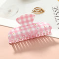 Daisy Gingham Check Claw Hair Clip - Pink