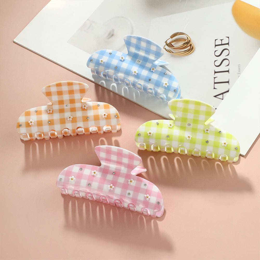 Daisy Gingham Check Claw Hair Clip