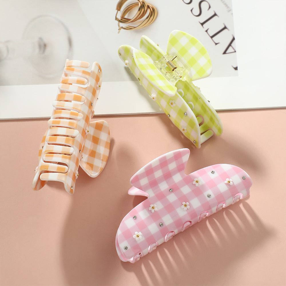Daisy Gingham Check Claw Hair Clip - view 1