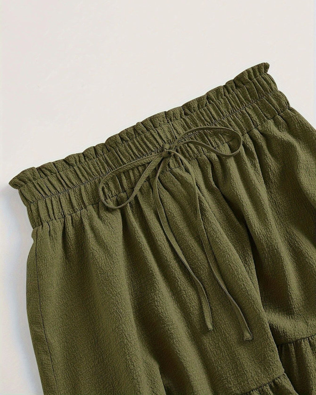 Tiered Midi Skirt With Drawstring Waist - Green - 2