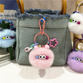 Plush Charm Keychain With Star Rings - Pink