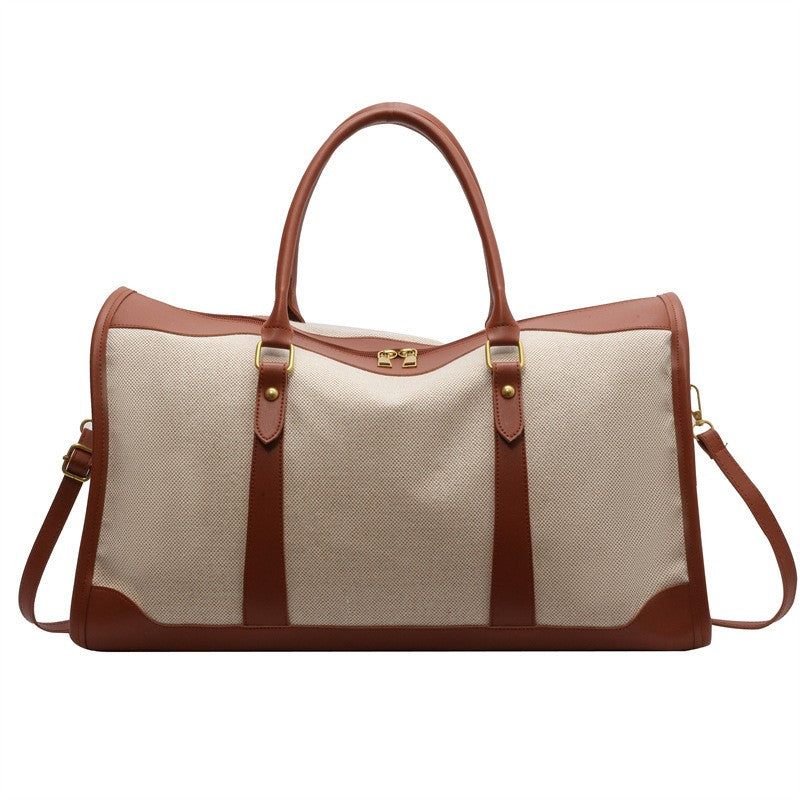 Canvas Weekender Duffel Bag with Leather-Look Trim