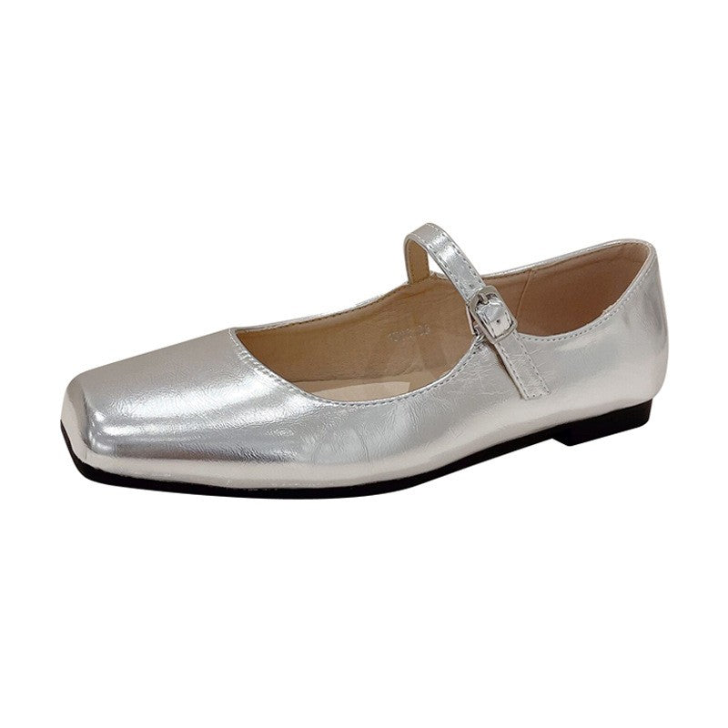 Square Toe Mary Jane Ballet Flats